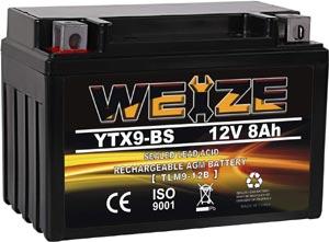 Replacement for Yuasa YUAM329BS EXT9 C GTX9-BS CTX9-BS Chrome Battery YTX9-BS High Performance Maintenance Free Sealed AGM Motorcycle Battery 
